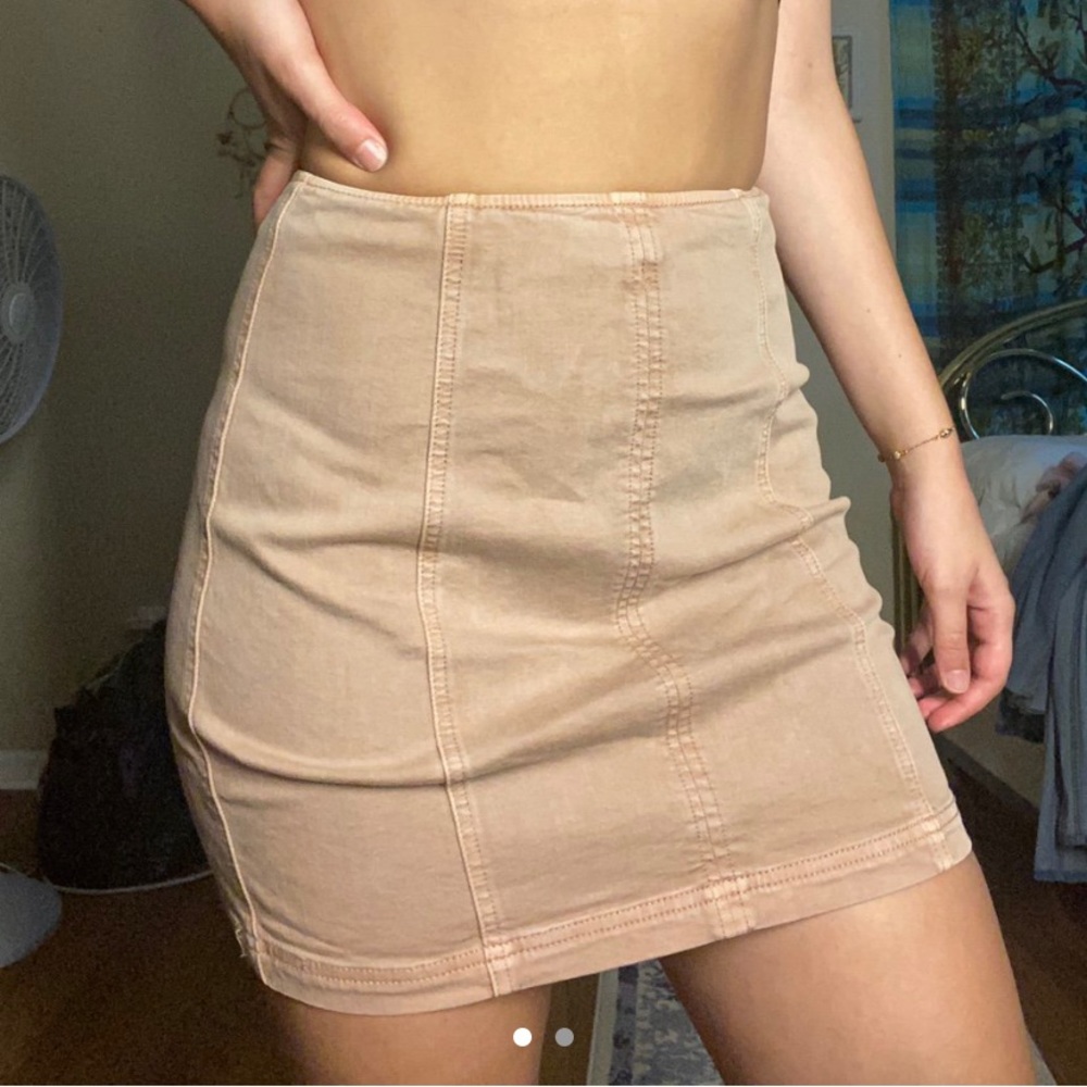 pink denim skirt